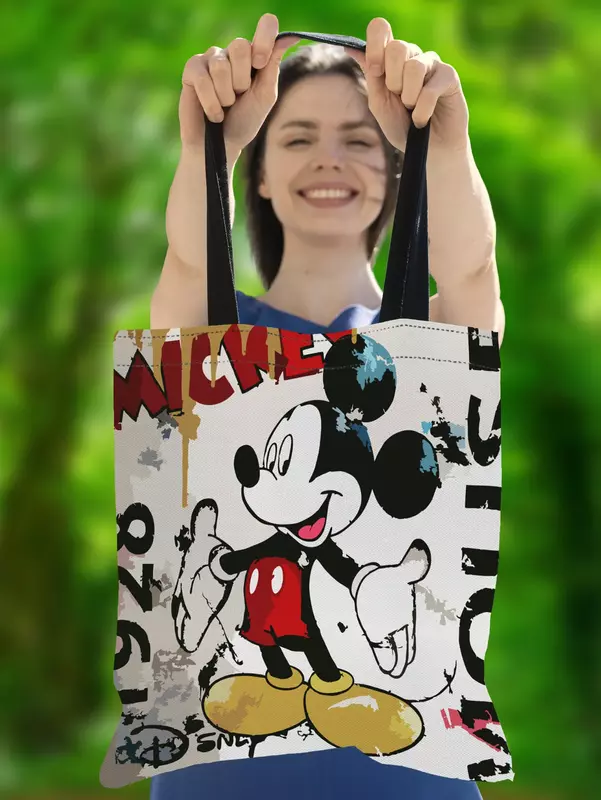 Mickey Mouse Cartoon Print Umhängetaschen Disney Harajuku Minnie Gänseblümchen Anime Leinwand hohe Kapazität Handtasche Kinder Geburtstags geschenke