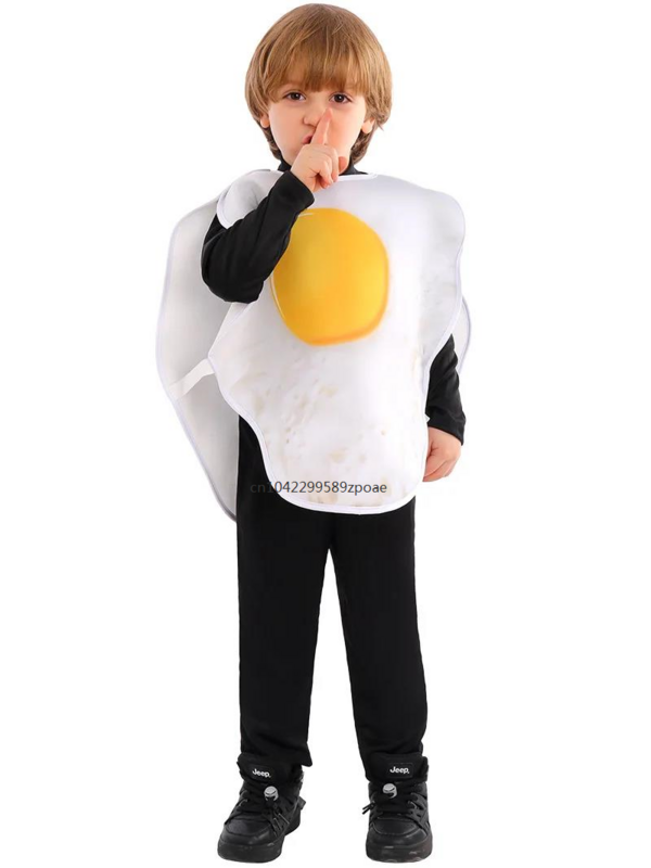 Comida Role-Playing Sponge Top Costume para crianças, ovo, bacon, halloween, carnaval, festa, café da manhã