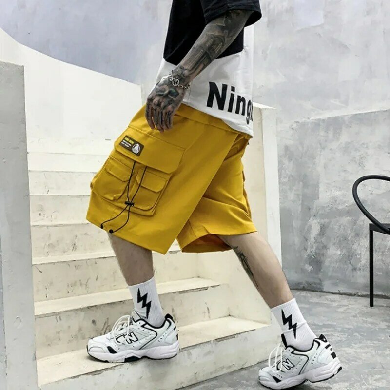 Pantalones cortos tácticos de calle alta para hombre, ropa de calle Y2K con múltiples bolsillos, estilo Techwear, 2024