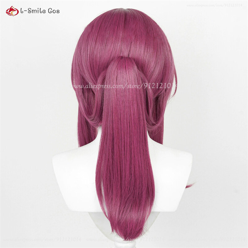 Парик для косплея Кафка 43 см, термостойкие искусственные волосы из аниме «WigsWig», розово-фиолетовый, с шапочкой