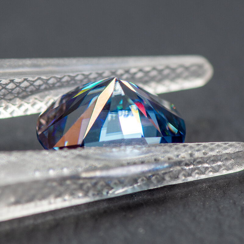 Piedra de moissanita zafiro azul color corte ovalado laboratorio creado piedra sintética gema aprobada probador de diamante viene con certificado GRA
