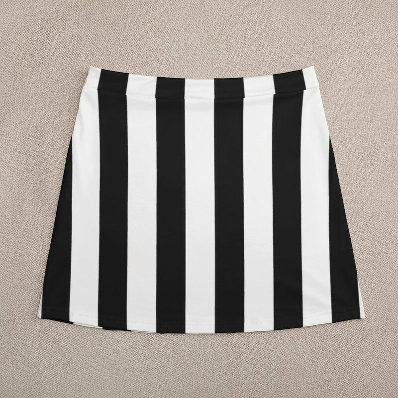Rok Mini bergaris hitam dan putih, pakaian untuk musim panas rok wanita tren 2023