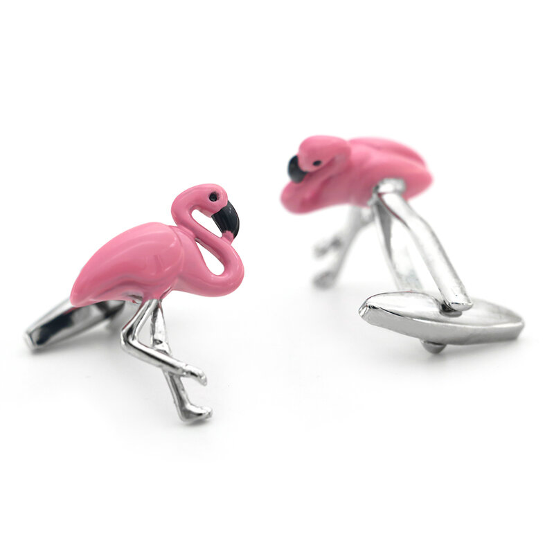 iGame New Arrival Flamingo Cuff Links Pink Color Bird Design Quality Brass Material Men's Cufflinks Free Shipping