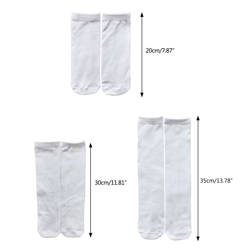 Calcetines blancos personalizados para adultos, calcetín de sublimación, transferencia de calor, 5 pares