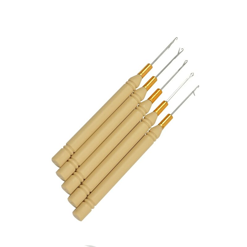5pcs Threader Crochet Hooks Needles Pulling Hook Needle Hair Extension Tool for Micro link/Ring Beads Hair Extensions