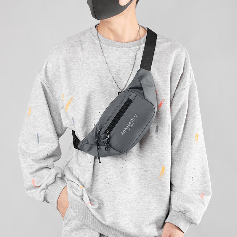 Fashion Casual Male Waist Bag High Quality Light Nylon Male Shoulder Bag Double Layers Teenagers Sport Chest Bag