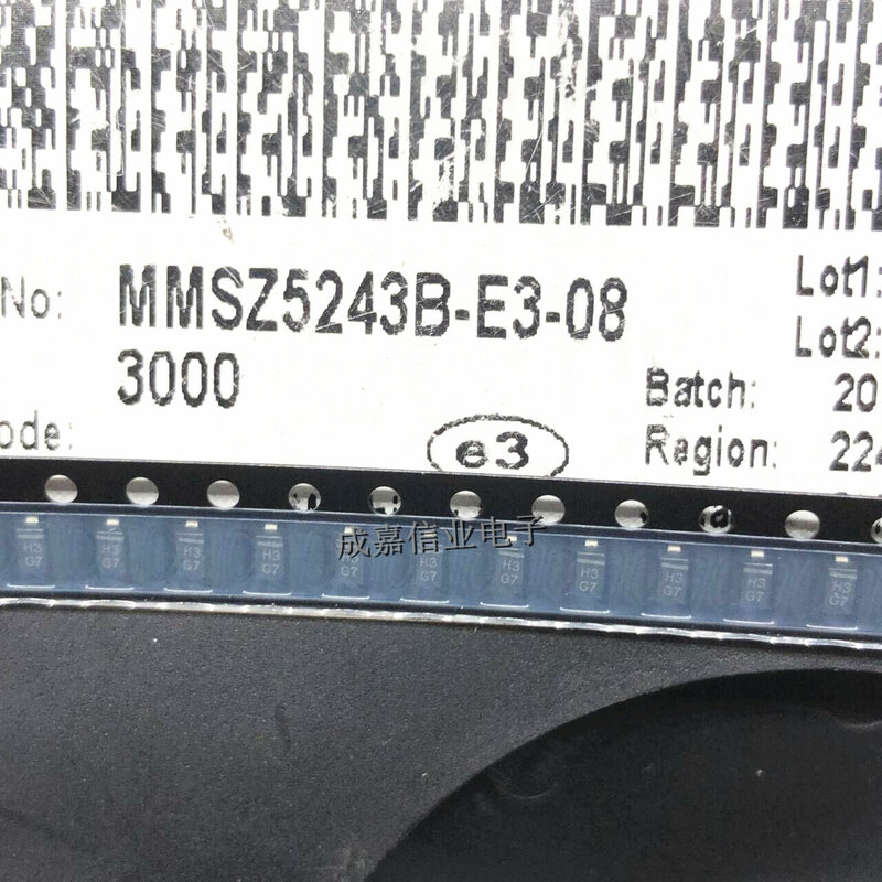 MMSZ5243B-E3-08 SOD-100-2, diodo Zener H3 individual, 13V, 123, 5% mW, 2 pines, temperatura de funcionamiento:- 55 C-+ 500 C, 150 unids/lote