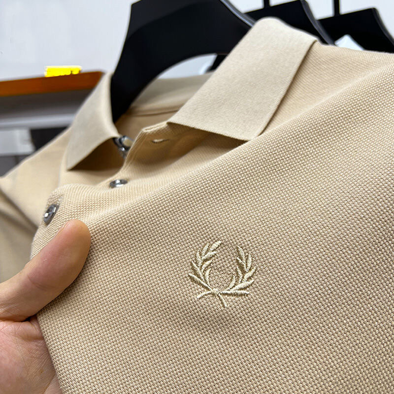 POLO kaus pria bordir baru musim panas 2024 merek kualitas tinggi Polo santai pria katun 100% dengan lengan pendek