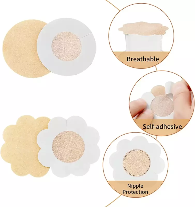 Non Woven Invisible Nipple Pasties Breast Lift Tape Overlays on Bra Stickers Chest One-off Nipple Covers Pads Accessories