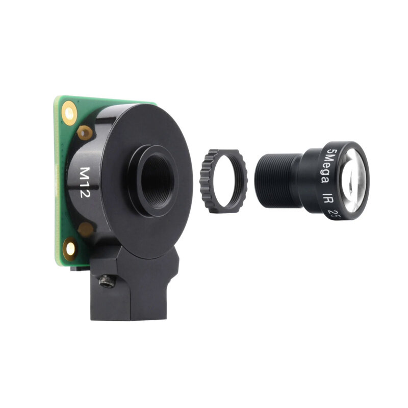 Objectif Waveshare 12 longue distance focale, 5MP, distance focale 25mm, grande ouverture, compatible avec appareil photo Raspberry Pi, haute qualité, M12