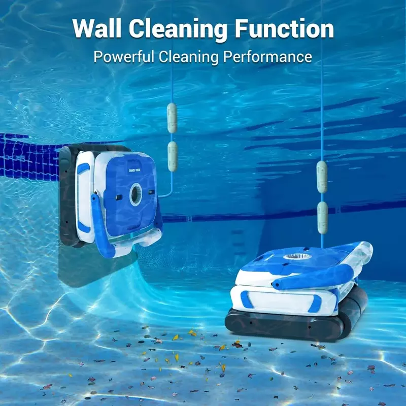 Automatic Pool Cleaner, Robotic Pool Vacuum Cleaner with Wall Climbing, Two Larger Filter Baskets and 50FT Floated Cord