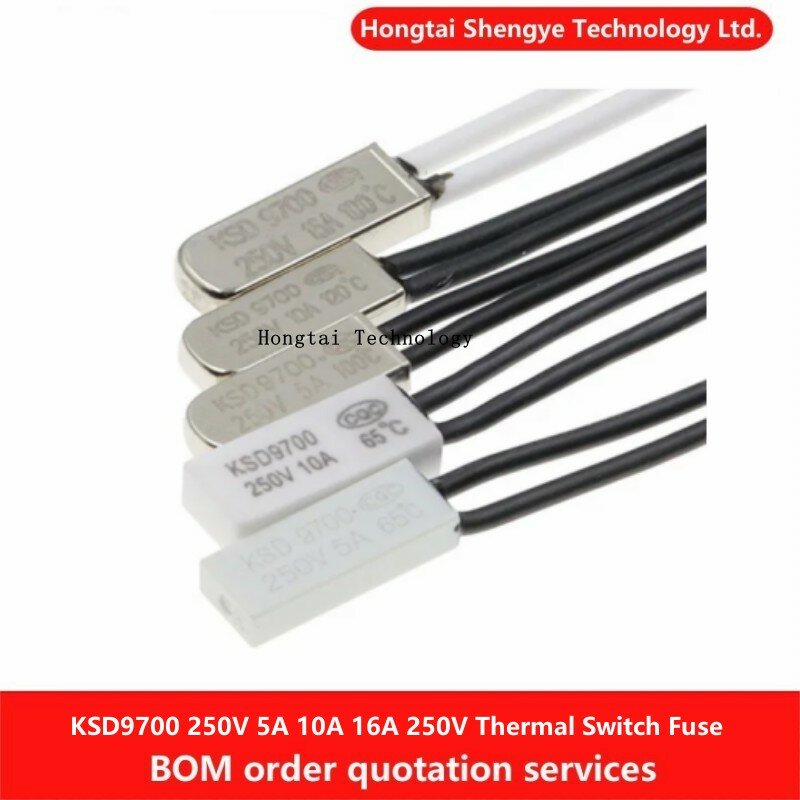 Interruptor de temperatura del chip de metal KSD9700, termostato normalmente cerrado, protección de temperatura, 15/40/80/95C-180 grados, 5A, 250V
