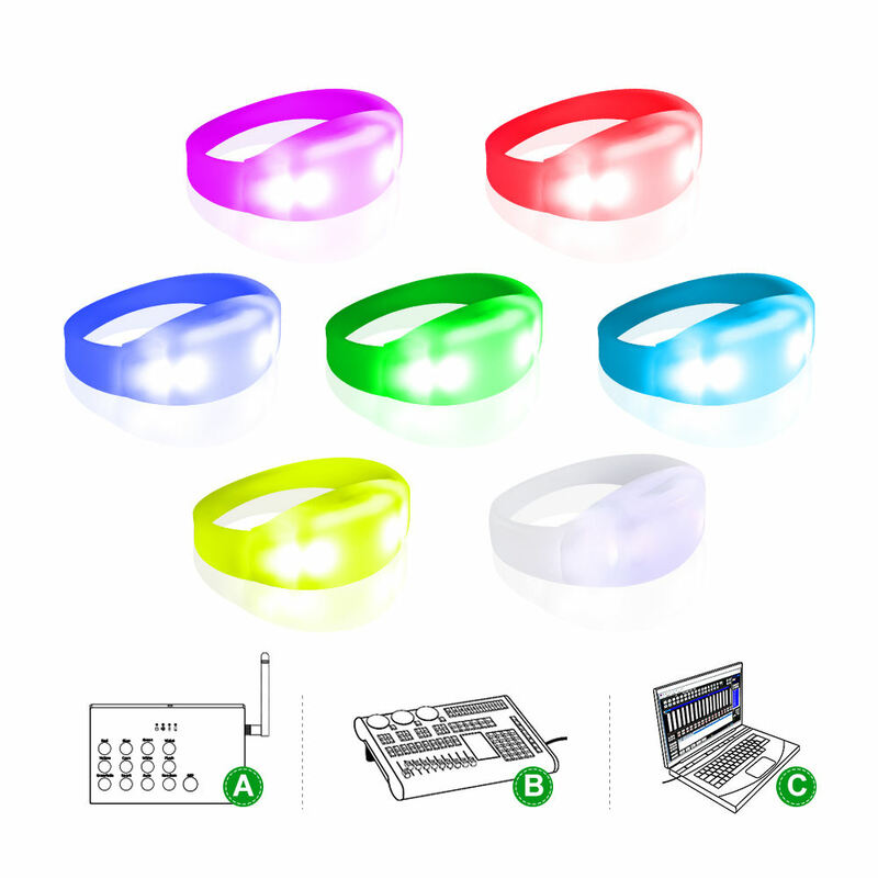 Luminous Silicone Glowing DMX Wristband, Sem fio, Interactive Light Up, Pulseiras LED personalizadas, Brinde promocional, Eventos