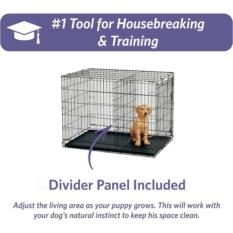 Untuk hewan peliharaan baru ditingkatkan satu pintu iCrate anjing, termasuk bocor panci, lantai melindungi kaki, Panel pembagi & Pate baru