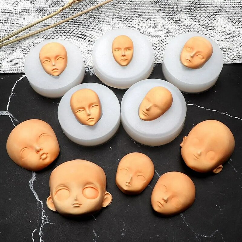 Qバージョンの3Dお菓子用ベーキングモールド,赤ちゃんの顔,シリコン型,人形,改造アクセサリー,粘土,頭,彫刻用