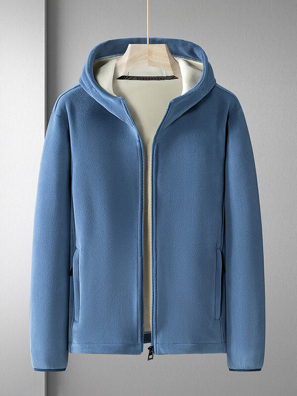 2022 novo inverno básico grosso hoodie quente homens zip up polar camisolas de lã 7xl 8xl plus size sólido casual jaqueta com capuz térmica