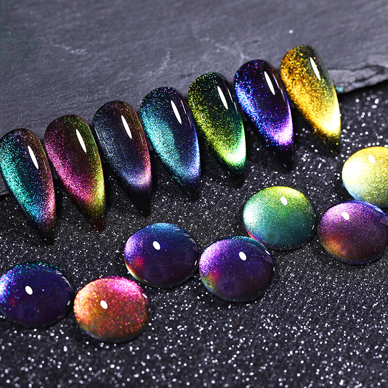 Lilycute-半永久磁気ネイルジェルポリッシュ、9D虹のきらめき、snowlightとスパークリングワニス、ソークオフ、猫