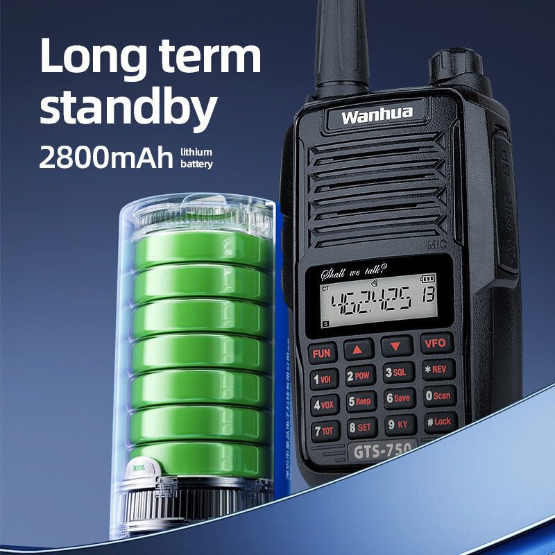 Wanhua GTS-750 Handheld Walkie Talkie Met Uhf Frequentie Van 400-470Mhz En 10Km Communicatie, 2800Mah Lithiumbatterij