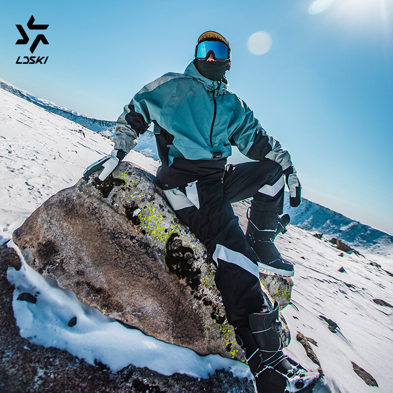 LDSKI التزلج السترات النساء الرجال مسجلة التماس مقاوم للماء الملابس الحرارية سترة واقية الشتاء الدافئة دعوى الثلوج معطف على الجليد ارتداء الرجعية