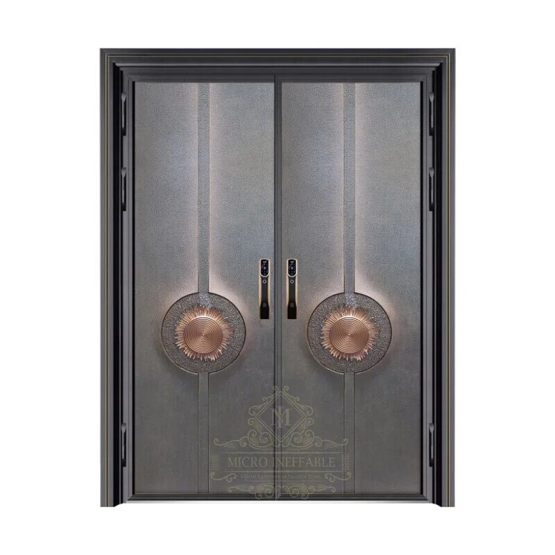 Puerta doble de entrada de seguridad a prueba de balas de aluminio fundido de diseño de lujo para Villa
