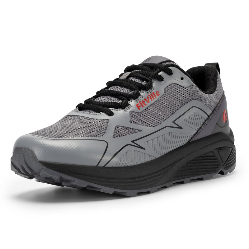 FitVille-Zapatillas de Trail Running antideslizantes para hombre, Extra anchas, ligeras, para pies hinchados, soporte para ARCO, alivio del dolor