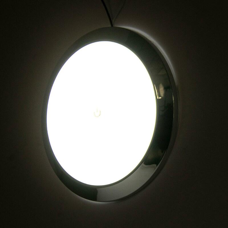 Luz LED de teto interior com interruptor, luz redonda interior do carro, lâmpada de teto interior para campista e barco, 5W, 12V, 24V
