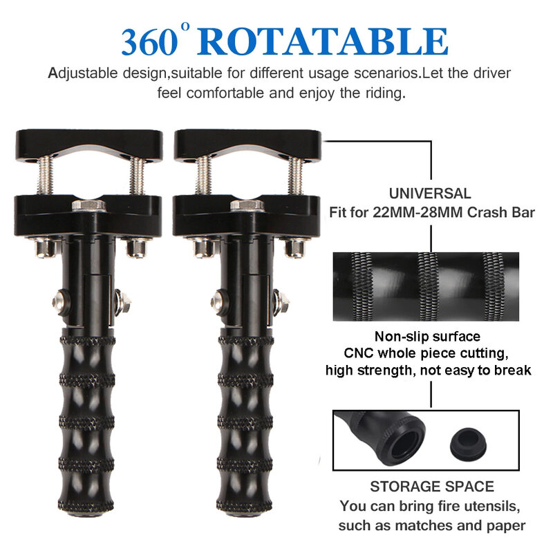 Motorcycle Highway Rotatable Front Footrests Folding Foot Pegs 22-28mm For BMW R1200GS ADV R1250GS LC F800R/S R1200R GSA S1000XR