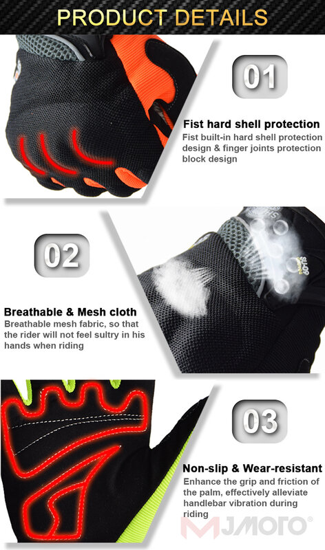 SUOMY Breathable Full Finger Racing ถุงมือรถจักรยานยนต์คุณภาพสูงทันสมัยตกแต่ง Antiskid ถุงมือขนาดใหญ่ขนาด XXL สีดำ