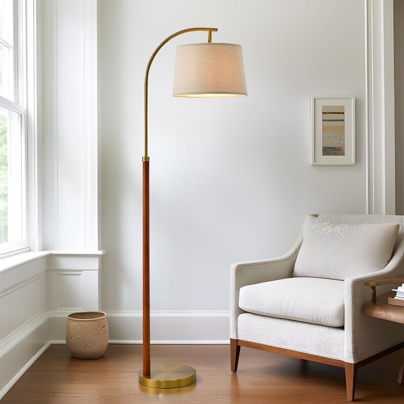 62.75" Gold Floor Lamp for Living Room with Foot Switch Standing Lamp Tall Industrial Reading