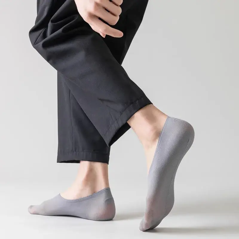 Calcetines tobilleros de algodón para hombre, calcetín Invisible ultrafino, supersuave, transpirable, de silicona, antideslizante, cómodo, 3 pares