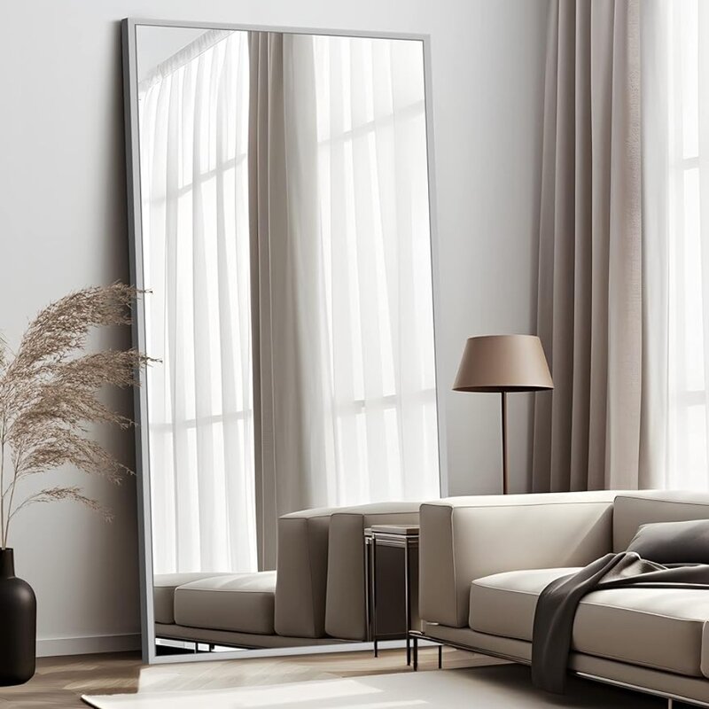 Pełnowymiarowe lustro wiszące lub oparte o ścianę duży prostokąt sypialnia lustro bez ładunkowy