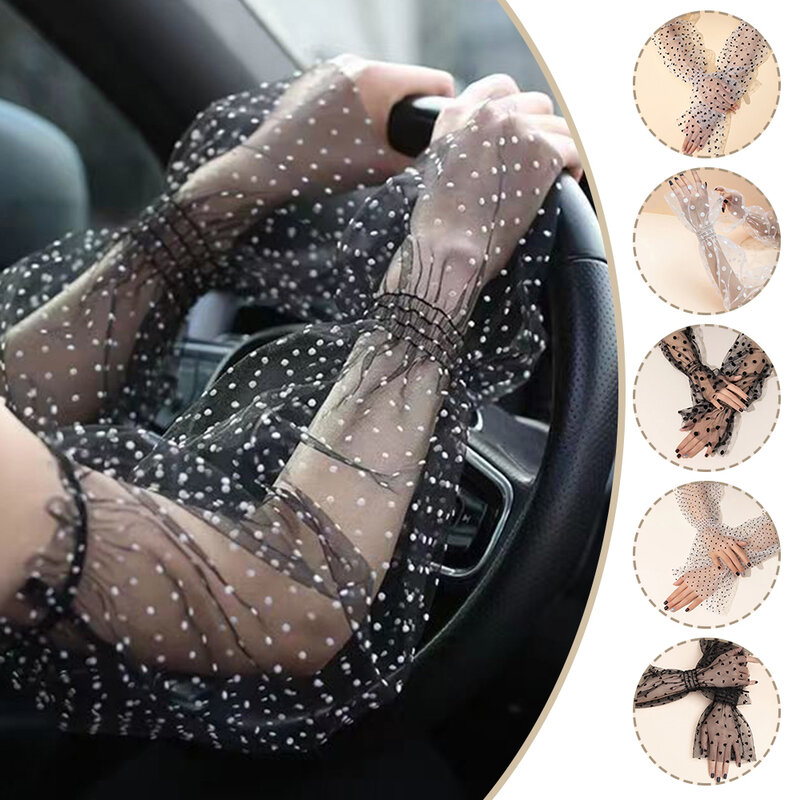 Arm Sleeves Women's Sun Protection Sleeves Driving Gloves Sunscreen Sleeves Summer Outdoor Dot Mesh Heart Lace Arm Cover
