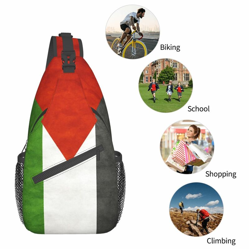 Jerusalem Palestine Flag Crossbody Sling Bags Small Chest Bag Shoulder Backpack Daypack for Hiking Travel Biking Pack