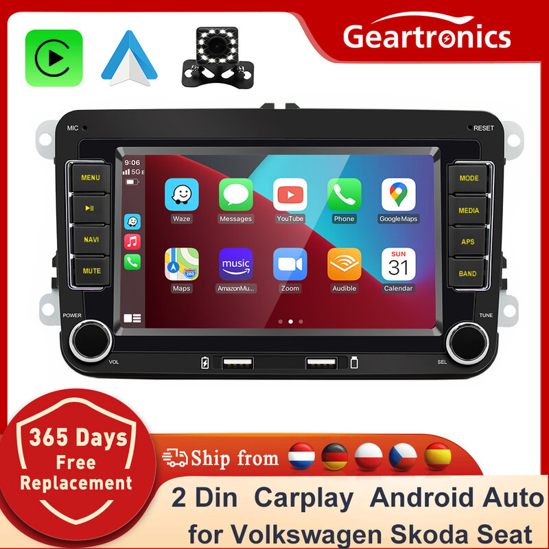 Radio con GPS para coche, reproductor Multimedia con Android 11, 2 Din, WiFi, Carplay, para Volkswagen, Skoda, Octavia, golf 5, 6, touran, passat, polo, Jetta