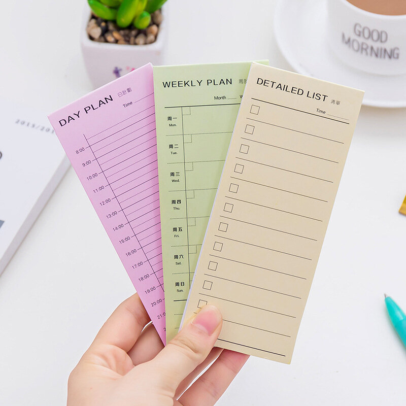 2Pcs Schedule Day Week Month Plan Memo Notebook Daily Office Planner Notepad Achool Stationery Supplies