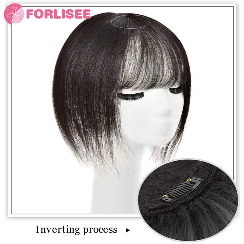 FORLISEE-3D French Bangs Wig Piece para mulheres, naturalmente fofo e leve, capas sem costura, cabelos brancos, pedaço de cabelo feminino
