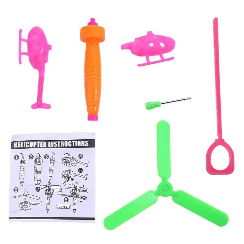 Plastikowa zabawki-helikoptery do kresek ze zmontowanym uchwytem gra na zewnątrz do kresek samolotu Mini wielokolorowa płaszczyzna sznurka