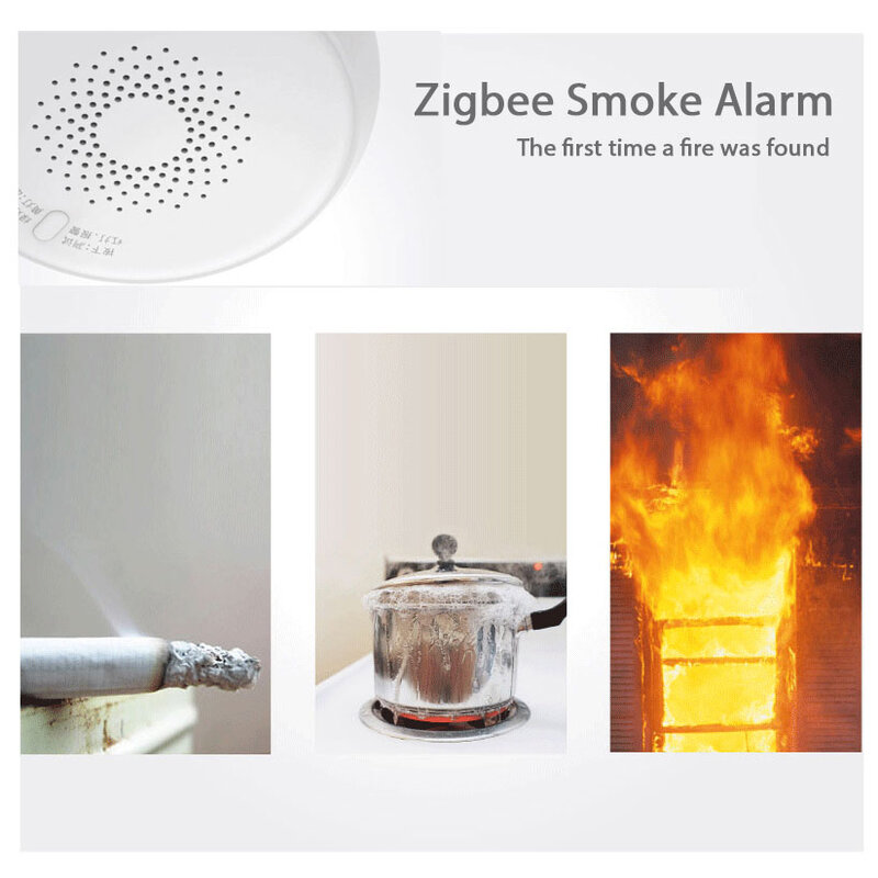 Tuya Zigbee เครื่องตรวจจับควันไฟ Smoke Sensor ที่มีความไวสูง Fire Alarm System