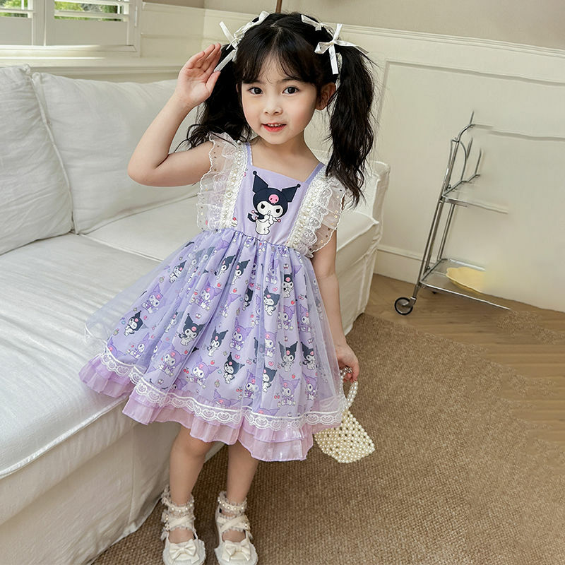 Kawaii аниме Sanrios My Melody Girls Lolita Princess Dress Kuromi модные подтяжки Veil Sweet вечерние Косплей Костюм подарок для девочки
