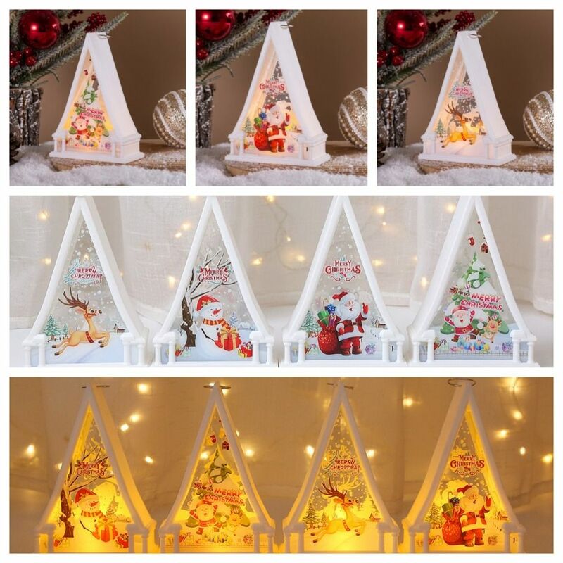 Lampu LED pohon Natal, lampu gantung pohon Natal, Lentera Natal portabel, lampu Santa Claus, manusia salju Retro, lampu Natal Tahun Baru