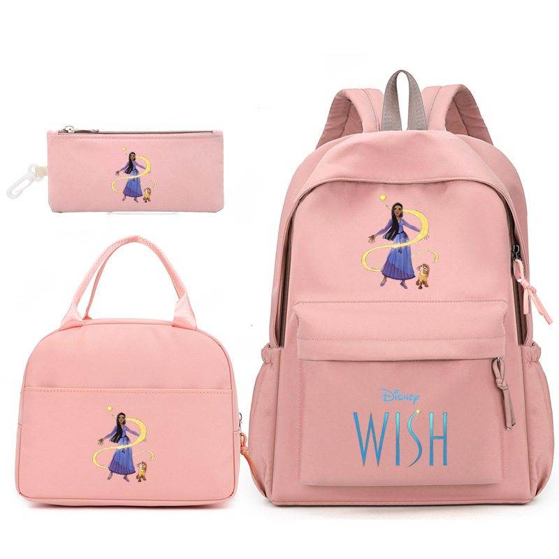 Disney Movie Wish 3pcs/Set Backpack with Lunch Bag for Teenagers Student School Bags Casual Comfortable Travel Sets