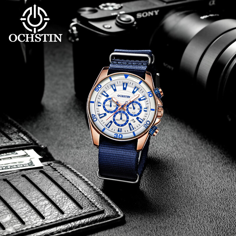 Hot models OCHSTIN creative nylon series multi-function quartz movement watch 2024 new personalized trend men's quartz watches
