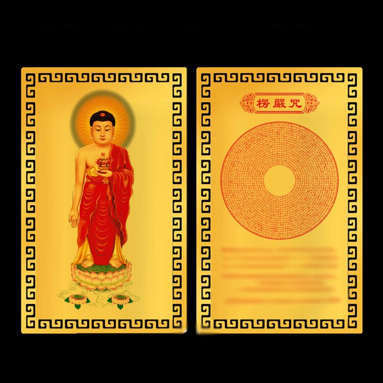 Tarjeta Dorada Nanwu Amitabha f estatua, tarjeta de Metal alargada, tarjeta de aleación, tarjeta pequeña portátil