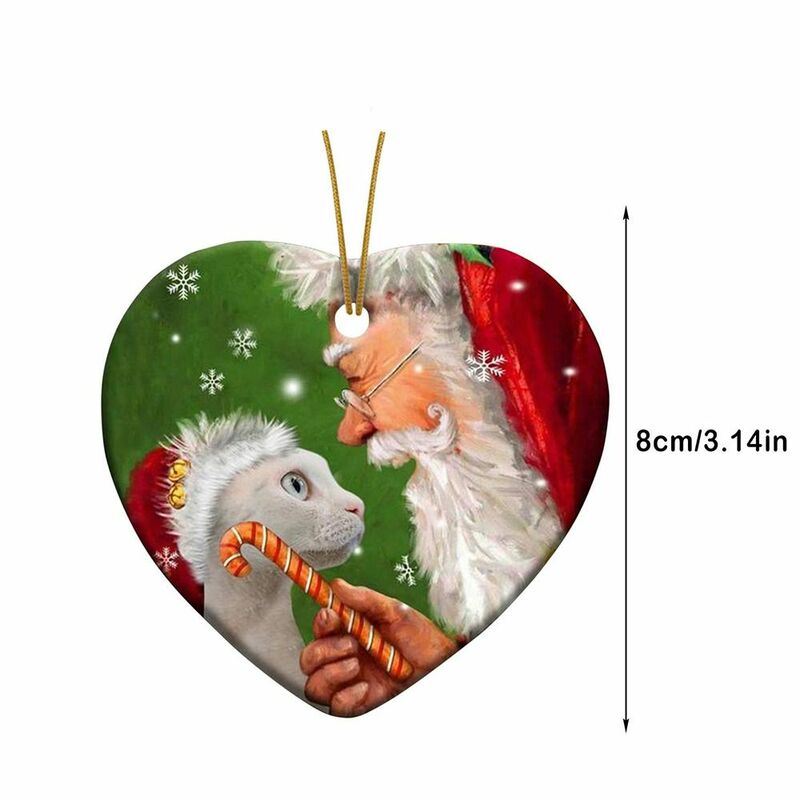 Acrylic Christmas Tree Pendant Creative Festival Party Car Pendant Santa Claus and Cat New Year Xmas Ornaments Home Decoration