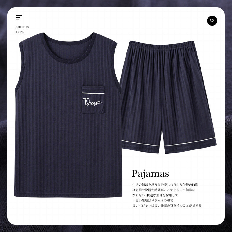 Zomer Mannen Thuis Past Mouwloos Shorts Suits Plus Size 4XL 5XL Pijamas Voor Mannen Gebreide Katoenen Hoge Kwaliteit Ontwerp pyjama
