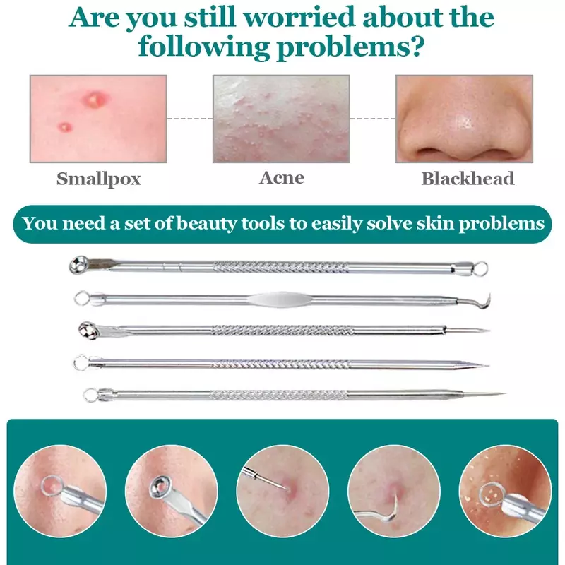 Pinzas de Clip para espinillas y acné, Extractor de manchas de acné, herramienta de belleza para el cuidado de la piel facial