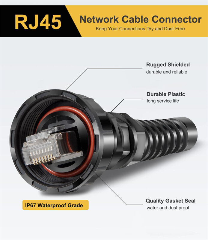 ANX 010-10603-00 konektor tahan air RJ45 2-Pak kompatibel dengan konektor kabel jaringan laut Garmin peringkat Male-to-Male IP67