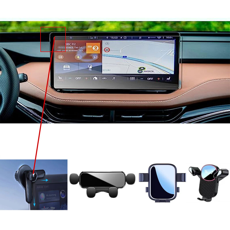 Support de téléphone de voiture rotatif pour Skoda ENYAQ, support GPS, support de support, partenaires spéciaux, accessoires de base de ket rapide, IV, 2021, 2022, 2023