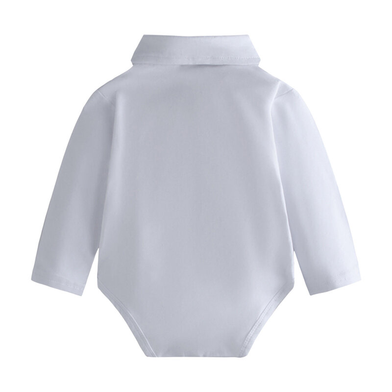 Baby Boys Formal Christening Suit Long Sleeve Romper with Bow Suspender Pants Gentleman Outfit for Birthday Party Casual Outfits