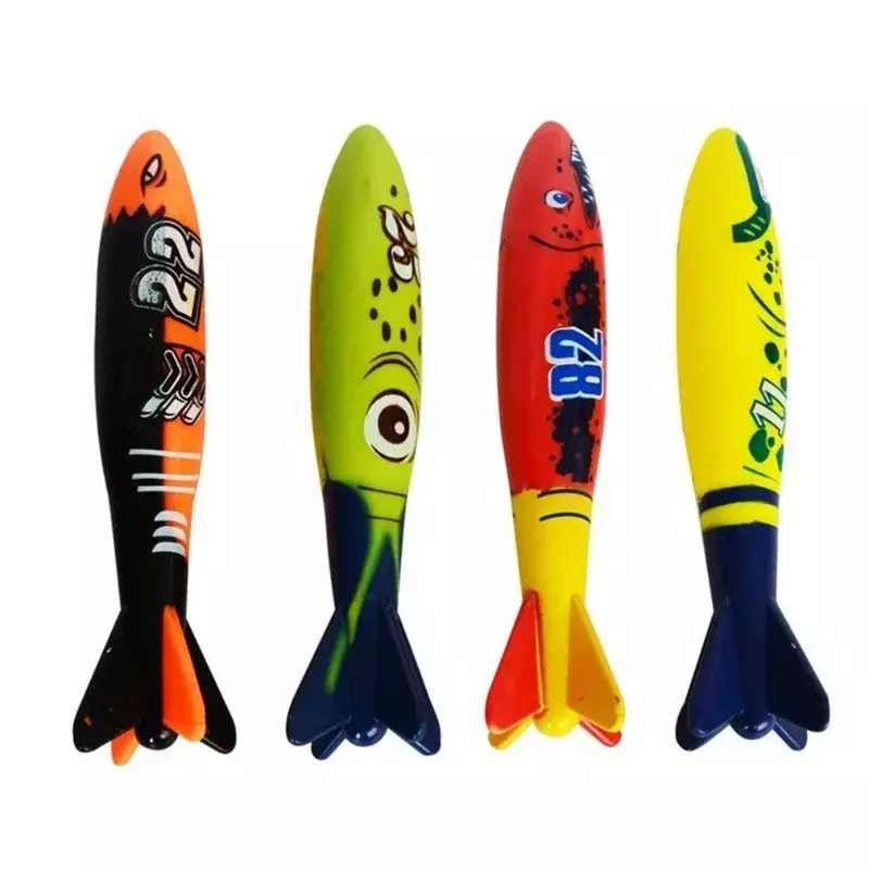 4 Teile/satz Tauchen Torpedo Unterwasser Schwimmen Pool Spielen Spielzeug Outdoor-Sport-Training Werkzeug für Baby Kinder Schwimmen Spielzeug